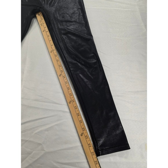 MCEDAR Black Shiny Faux Leather Legging M High Waist Wet-Look Clubwear Stretch - Picture 7 of 11